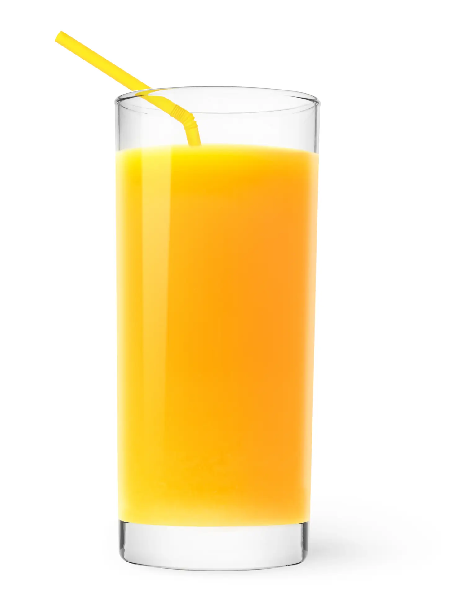 Glass of orange juice isolated on white